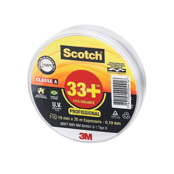 FITA ISOLANTE 19MM X 20M 33+ PRETA 3M