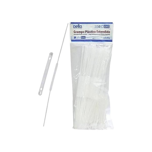 GRAMPO TRILHO PLASTICO ESTENDIDO C/ 50 BRANCO DELLO