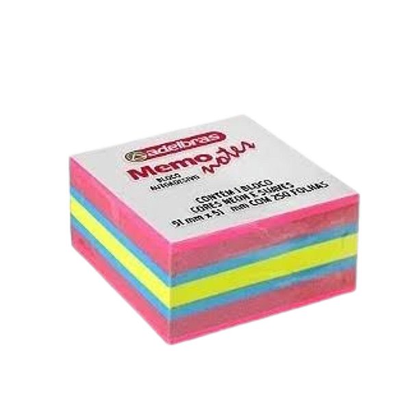 BLOCO ADESIVO 51X51MM CUBO 4CORES 250FLS ADELBRAS