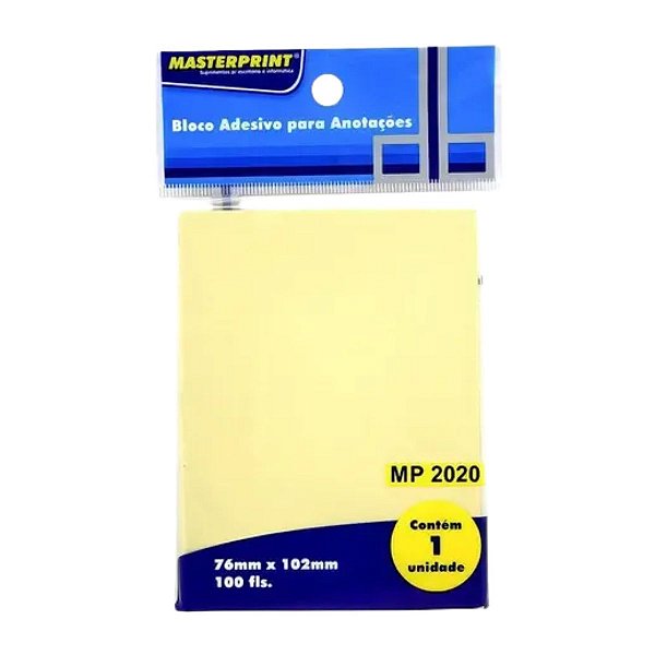BLOCO ADESIVO 76X102MM AMARELO 100FLS MASTERPRINT