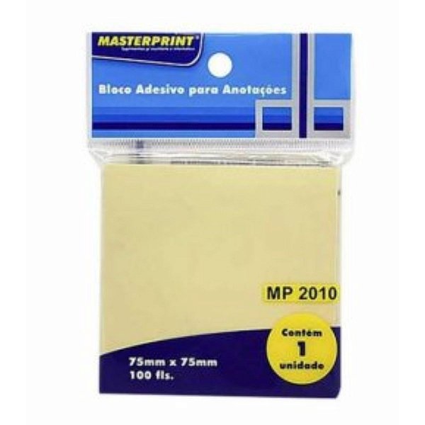 BLOCO ADESIVO 76X76MM AMARELO 100FLS MASTERPRINT