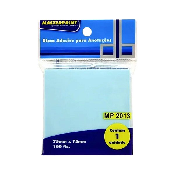 BLOCO ADESIVO 76X76MM AZUL 100FLS MASTERPRINT
