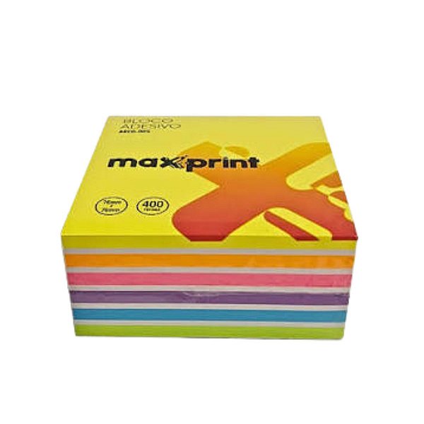 BLOCO ADESIVO 76x76MM CUBO 7CORES 400FLS MAXPRINT