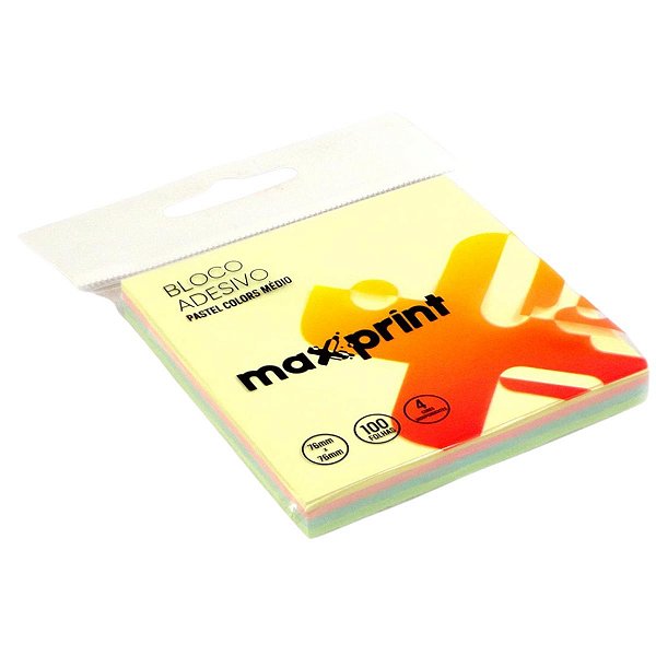 BLOCO ADESIVO 76X76MM 4CORES PASTEL MAXPRINT