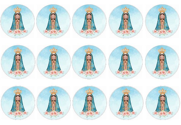 Papel de Arroz Redondo para Pirulito e Cupcake Nossa Senhora Aparecida - 5cm