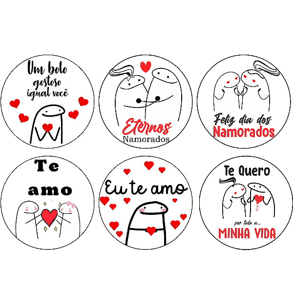 Papel de arroz para Bento Cake e Mini Bolo - Flork Namorados 9cm