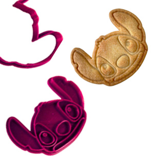 Marcador e Cortador Rosto Alienígena Azul Para pasta Americana e Biscoitos