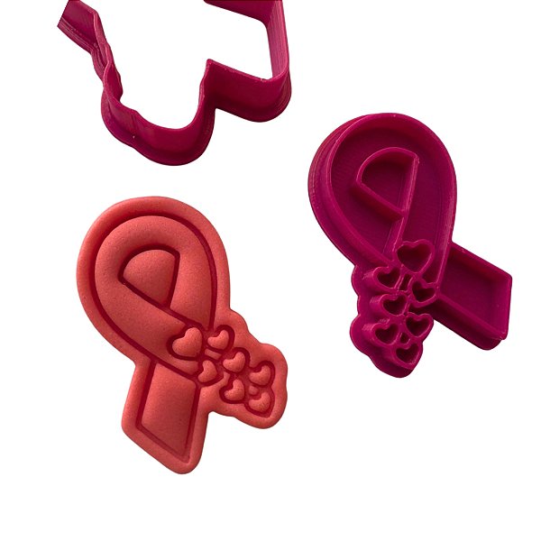 Marcador Outubro Rosa Laço de Corações 5cm