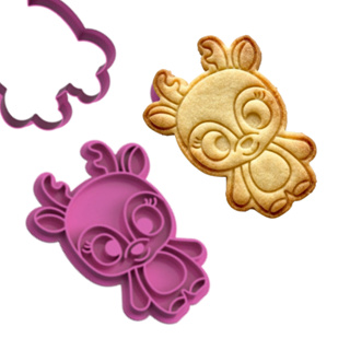 Marcador e Cortador Rena de Natal para biscoitos e pasta americana