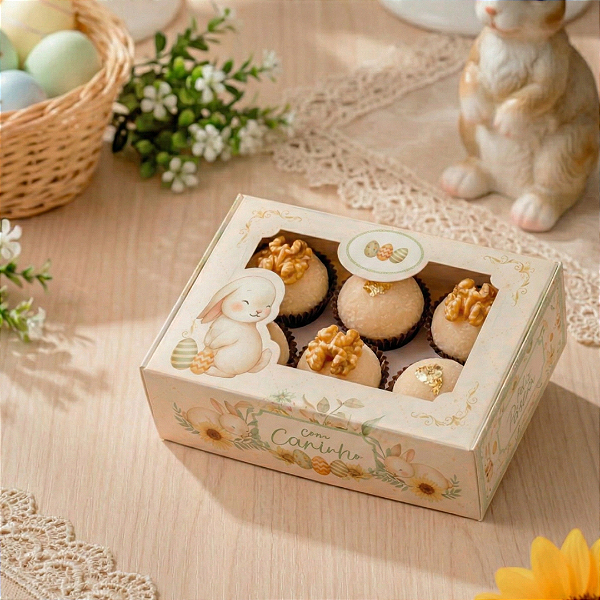 Caixa Vilarejo Páscoa - Para 6 Doces com Visor - 10 Unid.