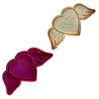 Marcador e Cortador Namorados - Coração Alado Para pasta Americana e Biscoitos