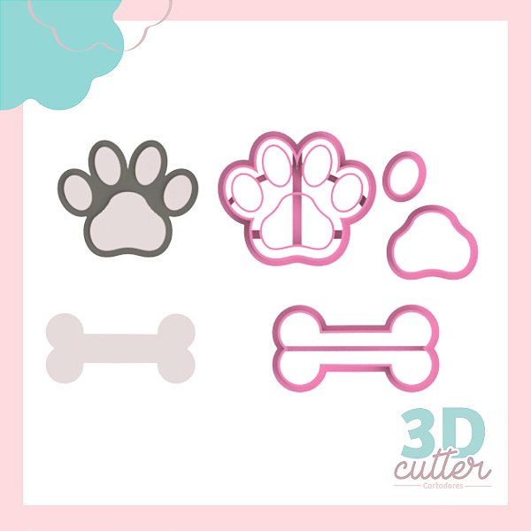 Kit Cortadores Patinha e Ossinho - 5cm