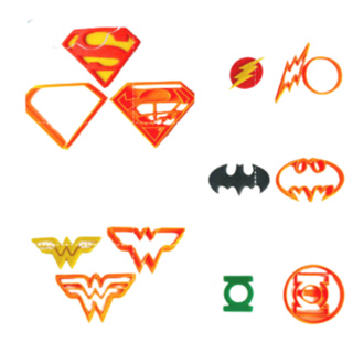 Kit Cortadores Heróis da Justiça - 5cm