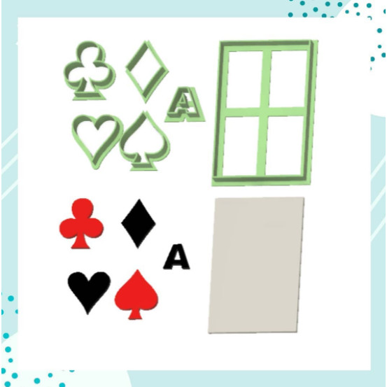 Cortador Carta de Baralho (8cm) e Nipes (3,5cm)