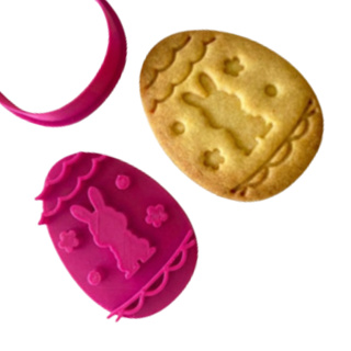 Cortador e marcador/Ovo de Páscoa - Coelhinho de Costa para biscoitos, pasta americana, bolachas e massinhas
