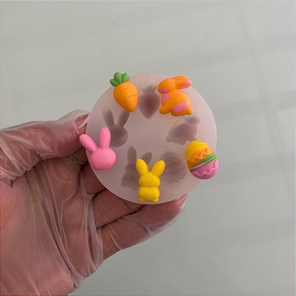 Molde de Silicone para Artesanato - Mini Apliques de Páscoa