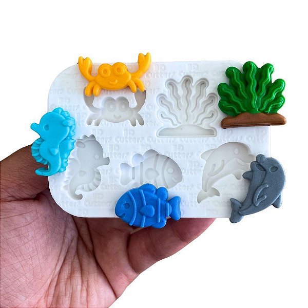 Molde de Silicone Alimentício para Apliques - Fundo do Mar 01
