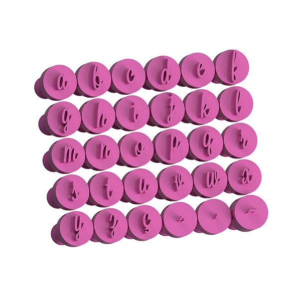 Carimbo para Doces Brigadeiro - Alfabeto Lavanda Minúsculo