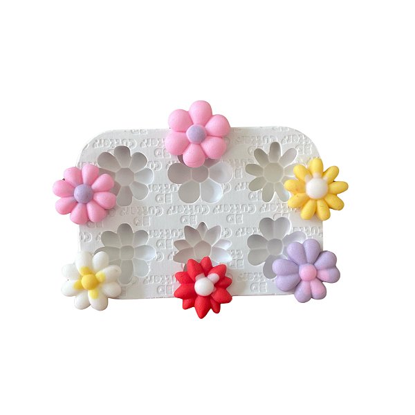 Molde de Silicone Alimentício -  Mini Apliques Flores