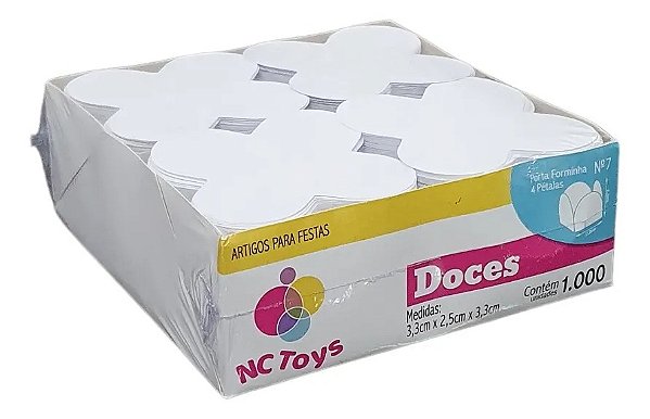 Caixa Master 1000 Forminhas BRANCAS para Doces Nº 7, 4 petálas