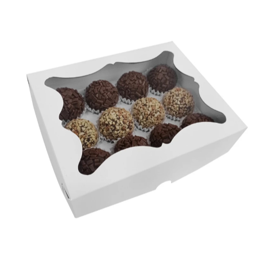 Caixa Branca para 12  Doces – Com visor – 10 Unid.