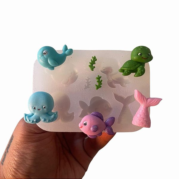 Molde de Silicone para Artesanato - Fundo do Mar 2