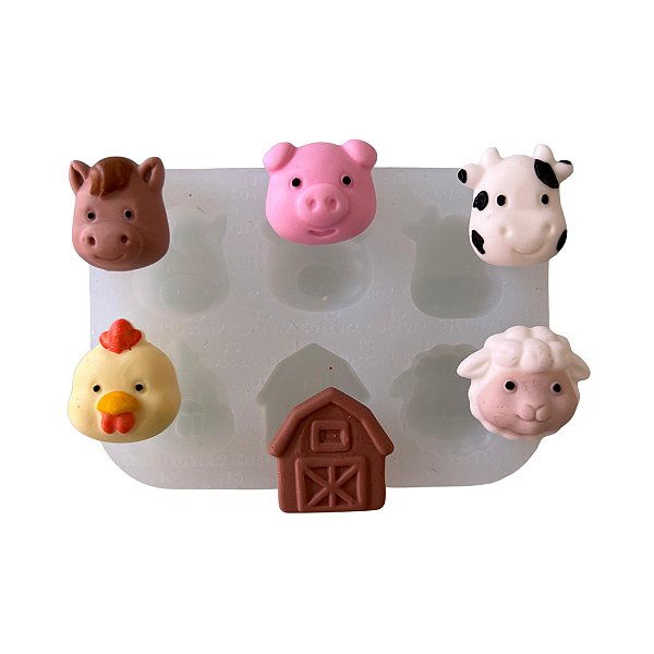 Molde de Silicone para apliques de Confeitaria - Fazendinha