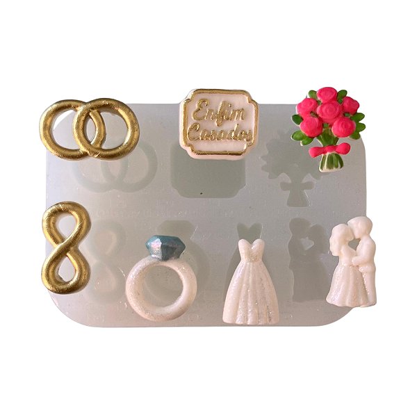 Molde de Silicone para apliques de Artesanato - Noivado