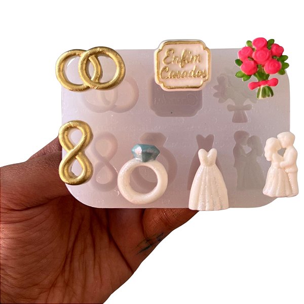 Molde de Silicone para apliques de Confeitaria - Noivado