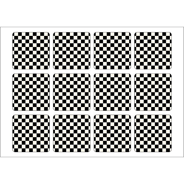 Papel de Arroz Quadrado 6cm - Xadrez Preto e Branco