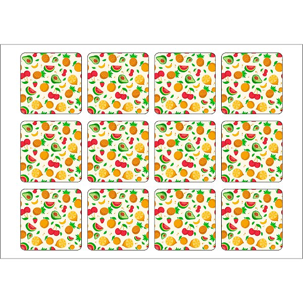 Papel de Arroz Quadrado 6cm - Frutas