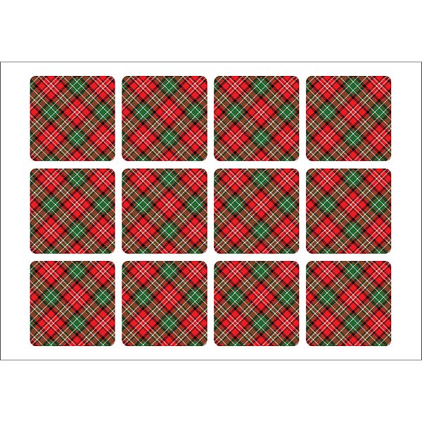 Papel de Arroz Quadrado 6cm - Xadrez Natal