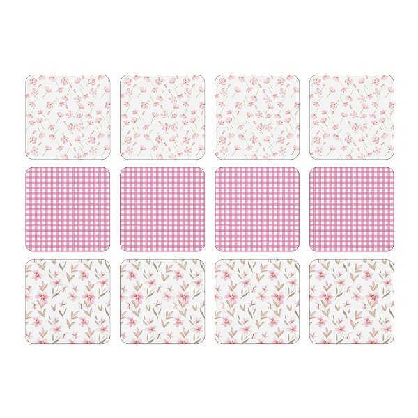 Papel de Arroz Quadrado 6cm - Batizado Rosa