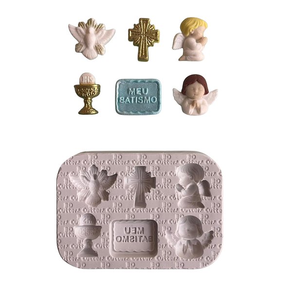 Molde de Silicone para apliques de Confeitaria - Batizado