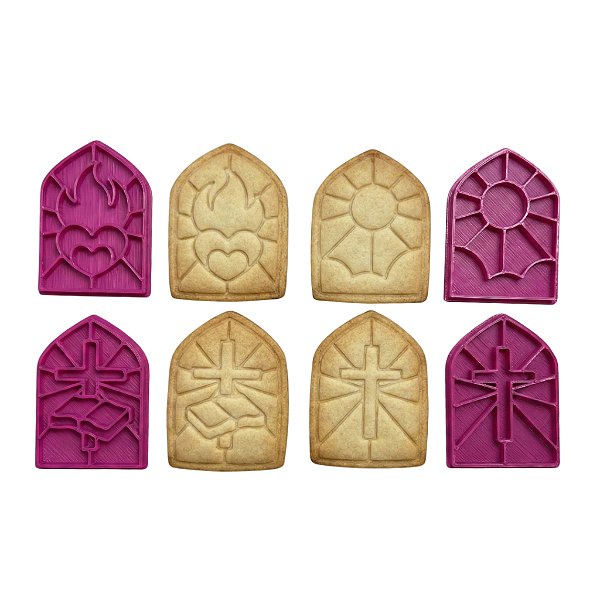 Marcadores e Cortador Religiosos Vitral para Pasta Americana e Biscoitos