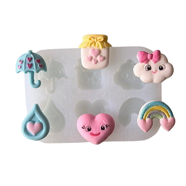 Molde de Silicone para apliques de Artesanato - Chuva de Amor