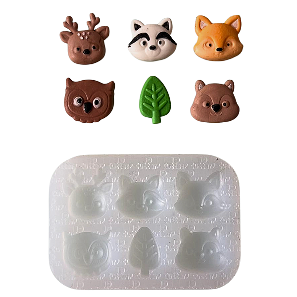 Molde de Silicone para apliques de Confeitaria - Bosque 1 (Rosto)