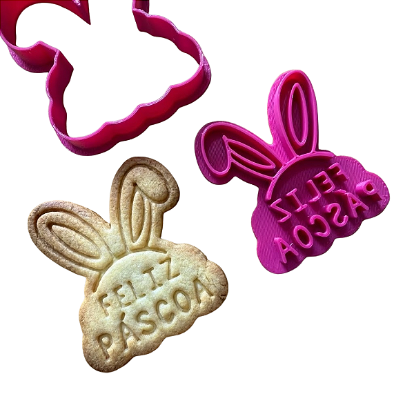 Cortador e Marcador para Biscoitos | Feliz Páscoa Arco de Coelho - 5,2cm | Ideal para Massas, Pasta Americana e Biscuit