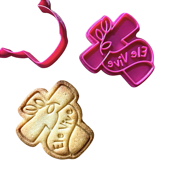 Cortador e Marcador para Biscoitos | Cruz Ele Vive - 5,3cm | Ideal para Massas, Pasta Americana e Biscuit