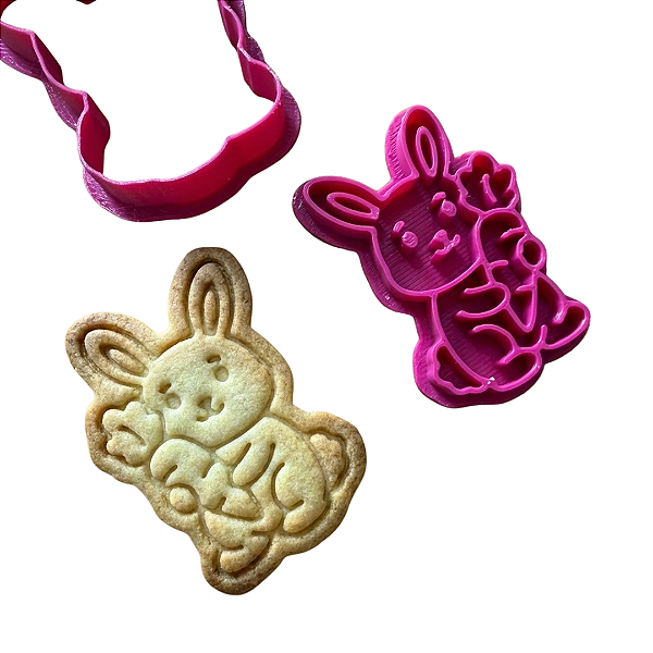 Cortador e Marcador para Biscoitos | Coelho com Cenoura - 5cm | Ideal para Massas, Pasta Americana e Biscuit