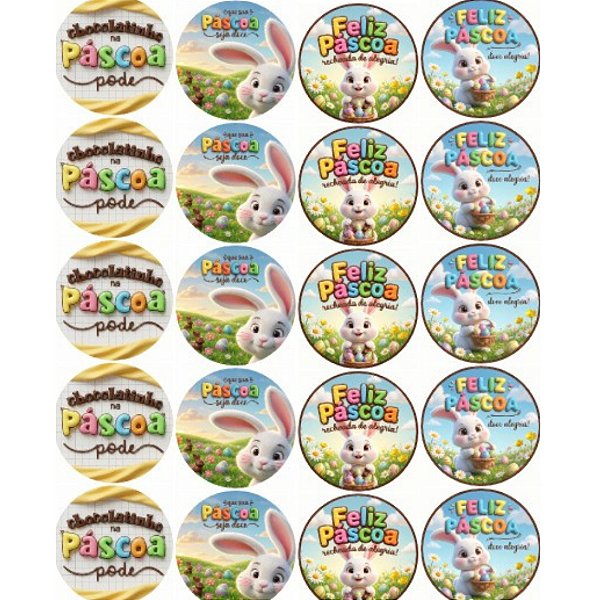 Adesivos Páscoa 2 | 4 Modelos - 3cm, 4cm e 5cm