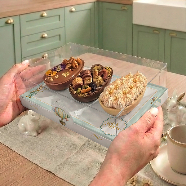 Caixa Páscoa Trio de Ovos 100g Basic Afeto - 10 unid.