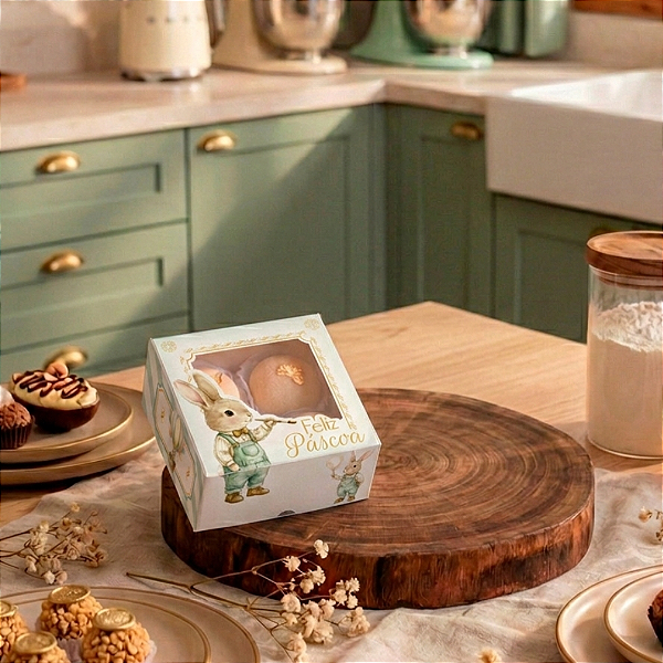 Caixa Páscoa para 4 Doces com Visor - Afeto - 10 unid.