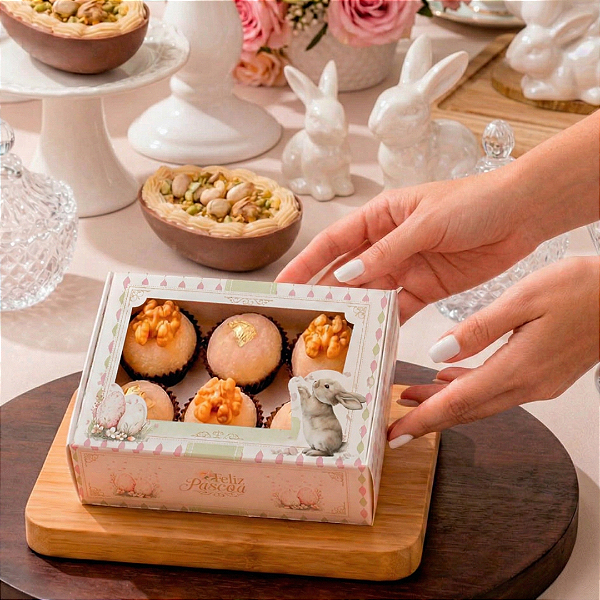 Caixa Páscoa para 6 Doces com Visor - Delicada - 10 unid.