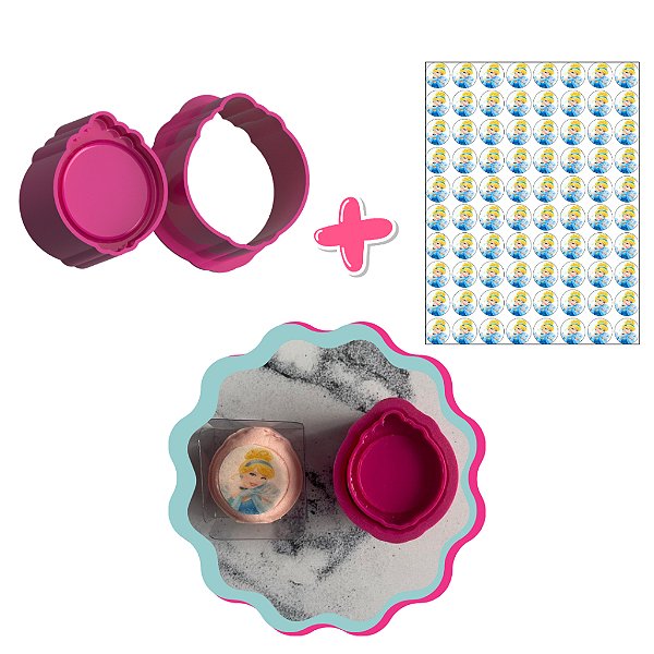 Espelho 2 e Apliques de Papel de Arroz Princesas á escolha - Ejetor Modelador para Brigadeiro