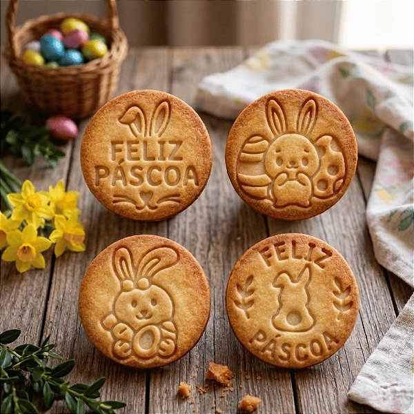 Kit Páscoa | 4 Marcadores e 1 Cortador - 5cm | Ideal para Massas , Pasta Americana e Biscuit