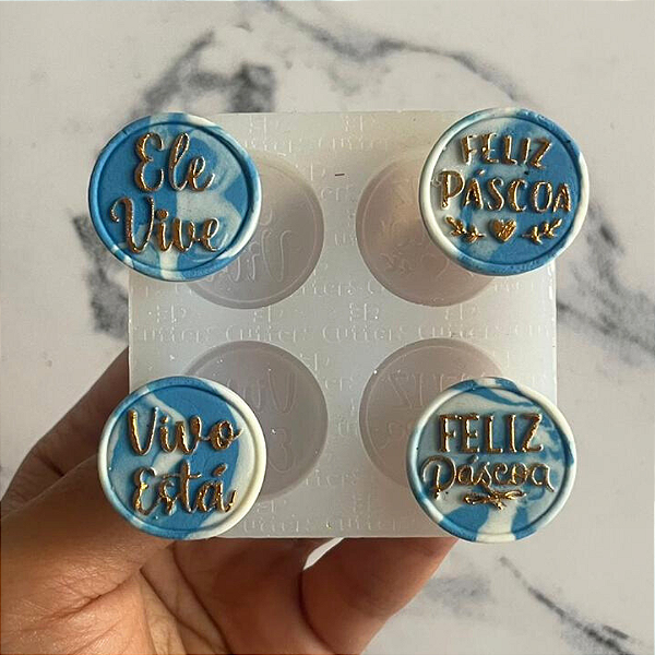 Molde de Silicone para apliques de Confeitaria - Frases de Páscoa 2,5cm