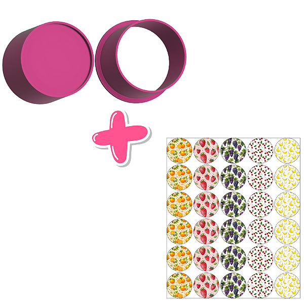 Circulo e Apliques de Papel de Arroz Frutas - Ejetor Modelador para Brigadeiros