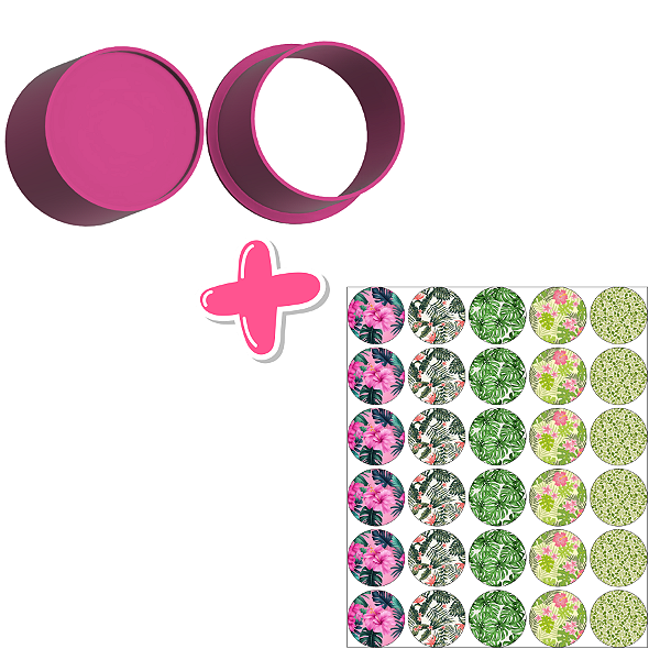 Circulo e Apliques de Papel de Arroz Folhagem - Ejetor Modelador para Brigadeiros