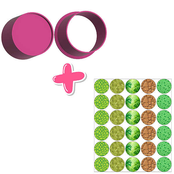 Circulo e Apliques de Papel de Arroz Dinossauro - Ejetor Modelador para Brigadeiros